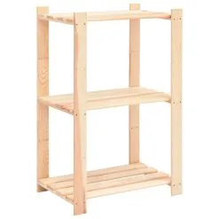 3-Tier Storage Rack 60x38x90 Cm Solid Pinewood 150 Kg