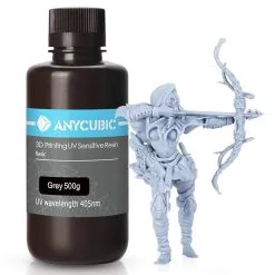 Anycubic 500g 3D Printer Resin Filament, 405nm UV Plant-Based Rapid Resin, High Precision, Quick Curing, Gray