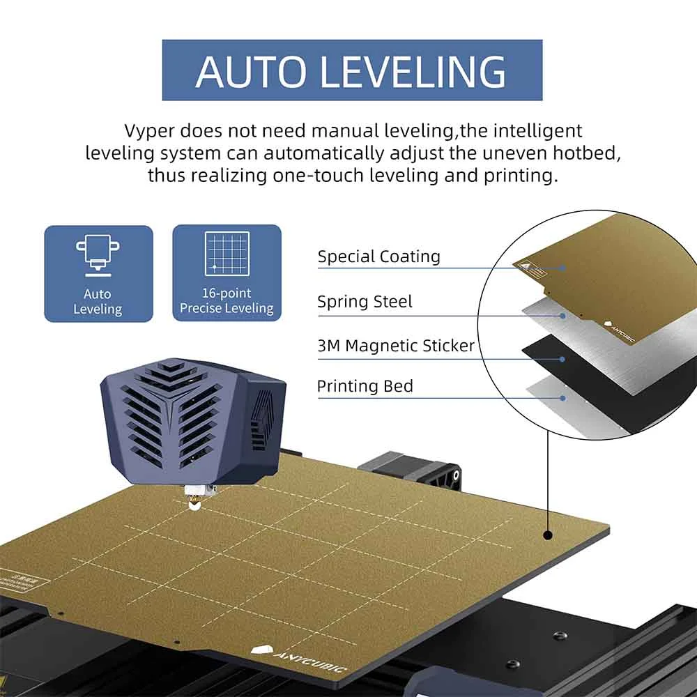 Anycubic Vyper 3D Printer, Auto Leveling, Stepper Drivers, 4.3" Display, 245x245x260mm 4 Anycubic Vyper 3D Printer, Auto Leveling, Stepper Drivers, 4.3" Display, 245x245x260mm - Image 4