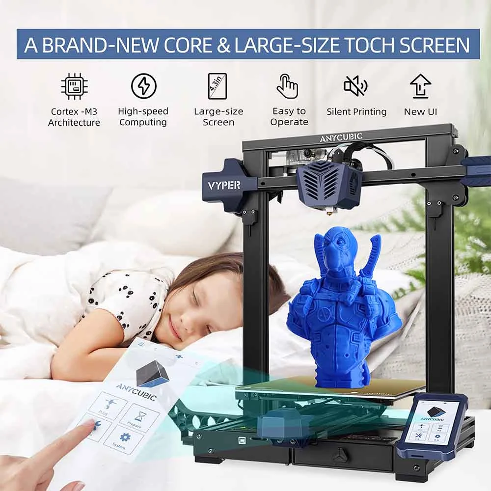 Anycubic Vyper 3D Printer, Auto Leveling, Stepper Drivers, 4.3" Display, 245x245x260mm 5 Anycubic Vyper 3D Printer, Auto Leveling, Stepper Drivers, 4.3" Display, 245x245x260mm - Image 5