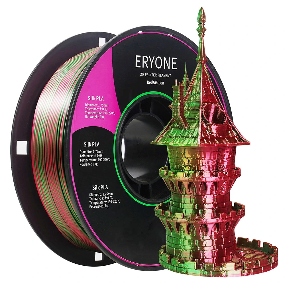 ERYONE Dual Color Silk PLA Filament For 3D Printers, 1.75mm Tolerance +/- 0.03mm, 1kg (2.2LBS)/Spool - Red And Green 1 ERYONE Dual Color Silk PLA Filament For 3D Printers, 1.75mm Tolerance +/- 0.03mm, 1kg (2.2LBS)/Spool - Red And Green