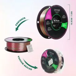 ERYONE Dual Color Silk PLA Filament For 3D Printers, 1.75mm Tolerance +/- 0.03mm, 1kg (2.2LBS)/Spool - Red And Green 8 ERYONE Dual Color Silk PLA Filament For 3D Printers, 1.75mm Tolerance +/- 0.03mm, 1kg (2.2LBS)/Spool - Red And Green -Deals Accessories Store ERYONE Dual Color Silk PLA Filament Red and Green 507356 3