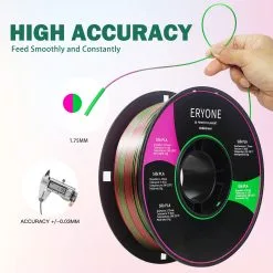 ERYONE Dual Color Silk PLA Filament For 3D Printers, 1.75mm Tolerance +/- 0.03mm, 1kg (2.2LBS)/Spool - Red And Green 9 ERYONE Dual Color Silk PLA Filament For 3D Printers, 1.75mm Tolerance +/- 0.03mm, 1kg (2.2LBS)/Spool - Red And Green -Deals Accessories Store ERYONE Dual Color Silk PLA Filament Red and Green 507356 4