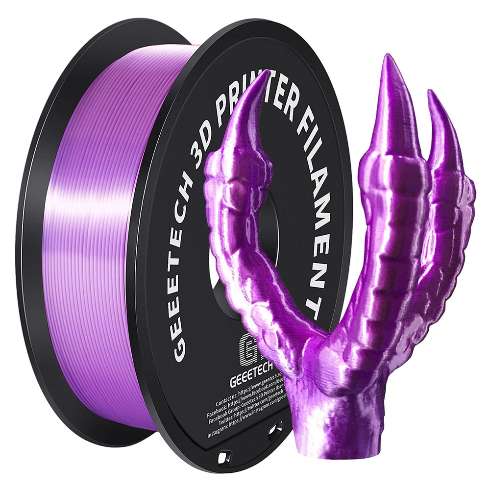 Geeetech Silk PLA Filament For 3D Printer, 1.75mm Dimensional Accuracy +/- 0.03mm 1kg Spool (2.2 Lbs) - Purple 1 Geeetech Silk PLA Filament For 3D Printer, 1.75mm Dimensional Accuracy +/- 0.03mm 1kg Spool (2.2 Lbs) - Purple