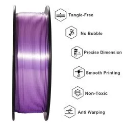 Geeetech Silk PLA Filament For 3D Printer, 1.75mm Dimensional Accuracy +/- 0.03mm 1kg Spool (2.2 Lbs) - Purple 9 Geeetech Silk PLA Filament For 3D Printer, 1.75mm Dimensional Accuracy +/- 0.03mm 1kg Spool (2.2 Lbs) - Purple -Deals Accessories Store Geeetech Silk PLA Filament for 3D Printer Purple 518563 3