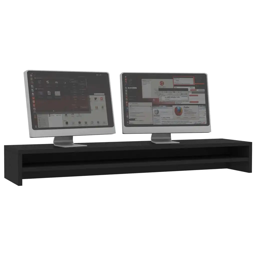 Monitor Stand Black 100x24x13 Cm Chipboard 3 Monitor Stand Black 100x24x13 Cm Chipboard - Image 3