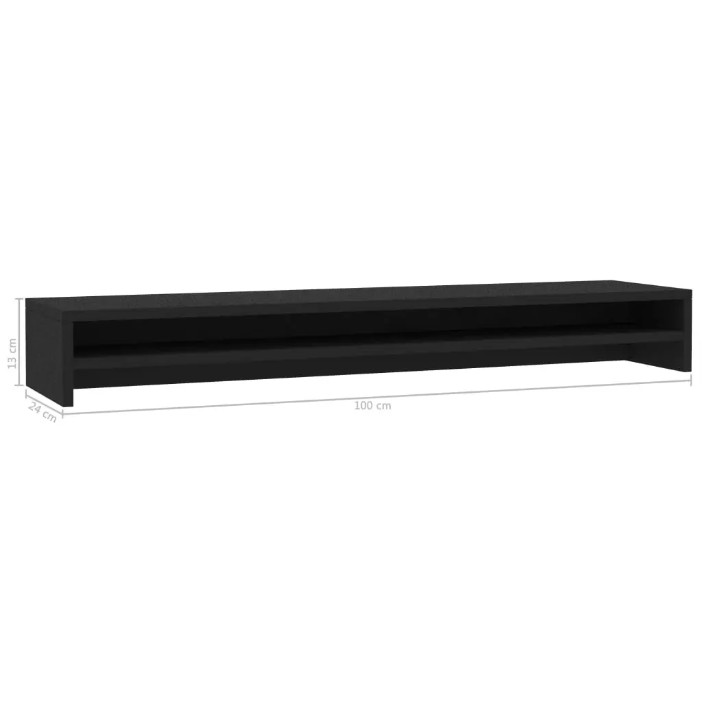 Monitor Stand Black 100x24x13 Cm Chipboard 6 Monitor Stand Black 100x24x13 Cm Chipboard - Image 6