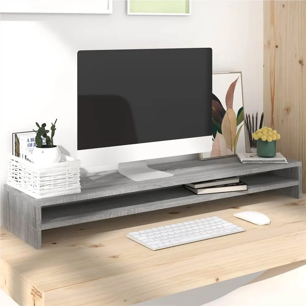 Monitor Stand Grey Sonoma 100x24x13 Cm Engineered Wood 1 Monitor Stand Grey Sonoma 100x24x13 Cm Engineered Wood
