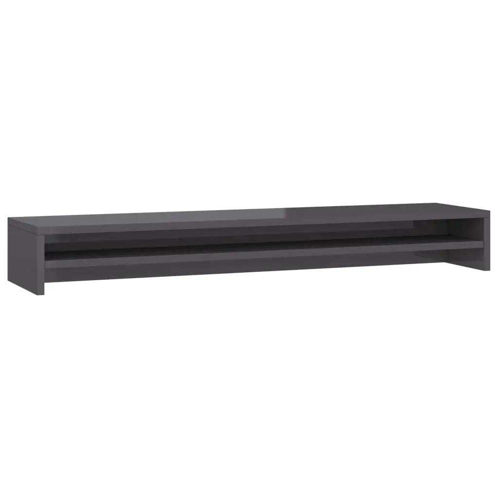 Monitor Stand High Gloss Grey 100x24x13 Cm Chipboard 2 Monitor Stand High Gloss Grey 100x24x13 Cm Chipboard - Image 2