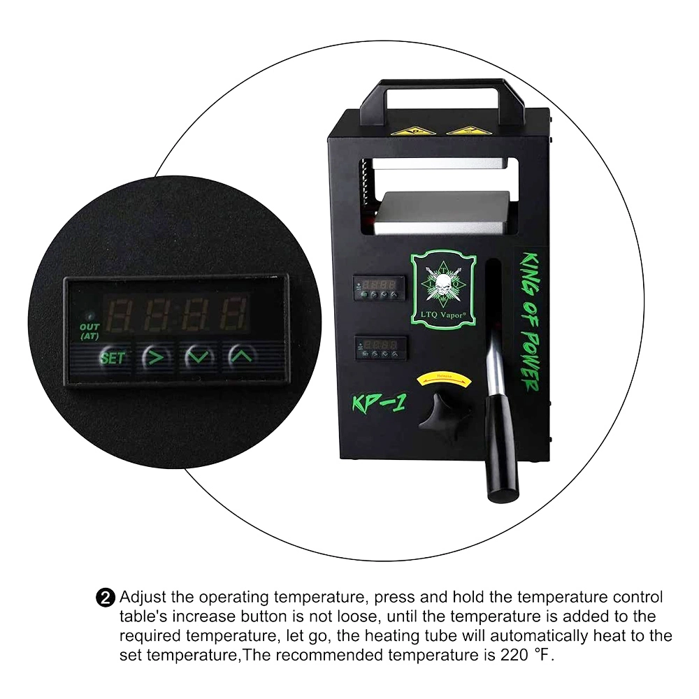 LTQ Vapor KP-1 Rosin Heat Press Machine, Dual 4.5*4.7in Heating Plates, 1000W, 4 Heating Rods, Digital Temperature Control, For Rosin And Dried Flowers 6 LTQ Vapor KP-1 Rosin Heat Press Machine, Dual 4.5*4.7in Heating Plates, 1000W, 4 Heating Rods, Digital Temperature Control, For Rosin And Dried Flowers - Image 6